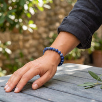 Bracelet Lapis-Lazuli à Perles Bleues Mouchetées d'Or