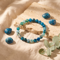 Bracelet Agate Veines de Dragon à Perles Bleues Craquelées