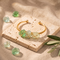 Bracelet Fluorite Brute sur Jonc Doré Ouvert