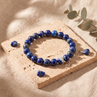 Bracelet Lapis-Lazuli à Perles Bleues Mouchetées d'Or