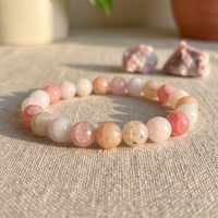 Bracelet Morganite à Perles Roses et Blanches Mêlées