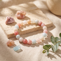 Bracelet Morganite à Perles Roses et Blanches Mêlées