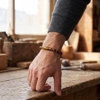 Bracelet Œil de Tigre avec Barrette Centrale Incurvée