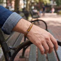 Bracelet Œil de Tigre avec Barrette Centrale Incurvée