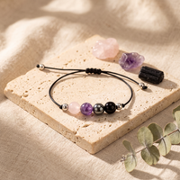 Bracelet Quartz Rose Améthyste et Hématite