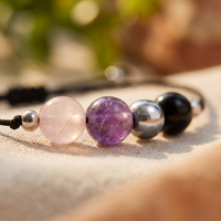 Bracelet Quartz Rose Améthyste et Hématite