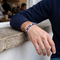 Bracelet Sodalite à Perles Bleues Marbrées de Blanc